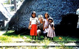 Three small girls with Robert Hanson