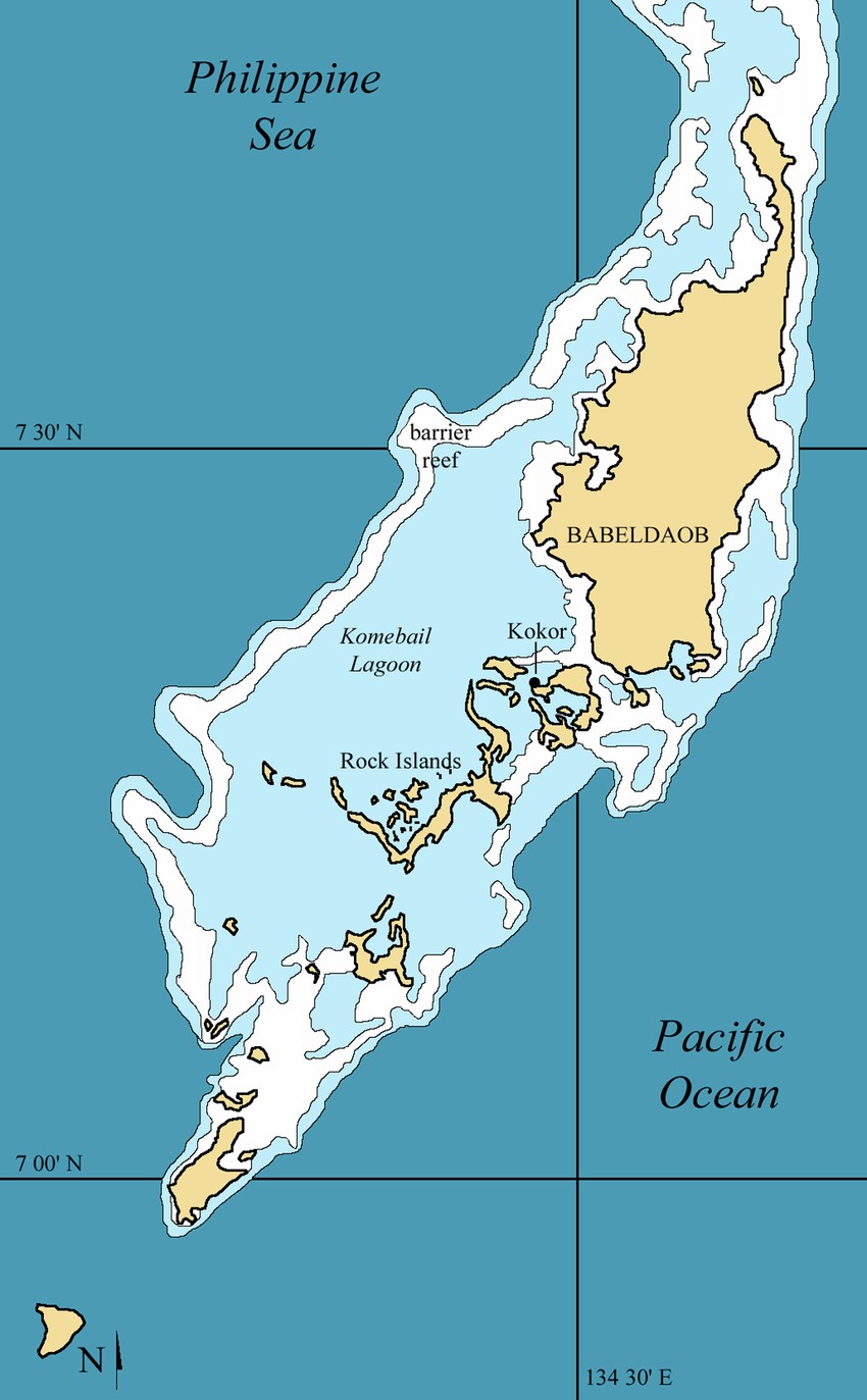 Map of Babeldaob Island, Palau