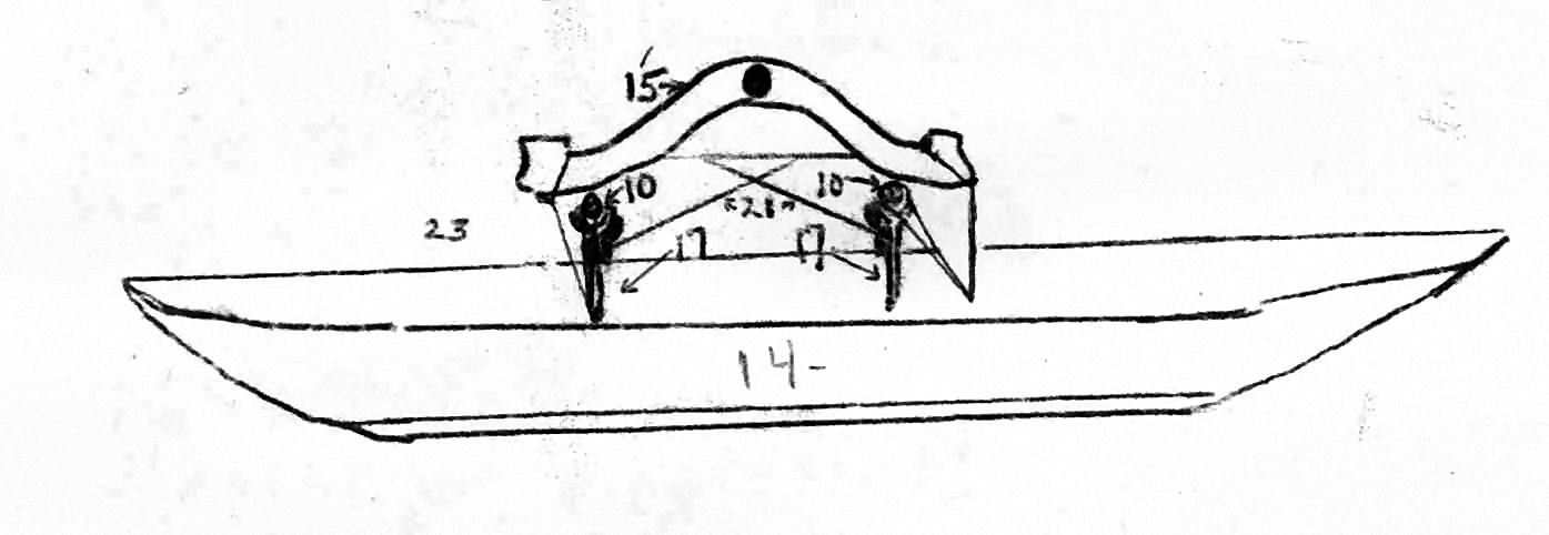 Canoe: side view of outrigger
